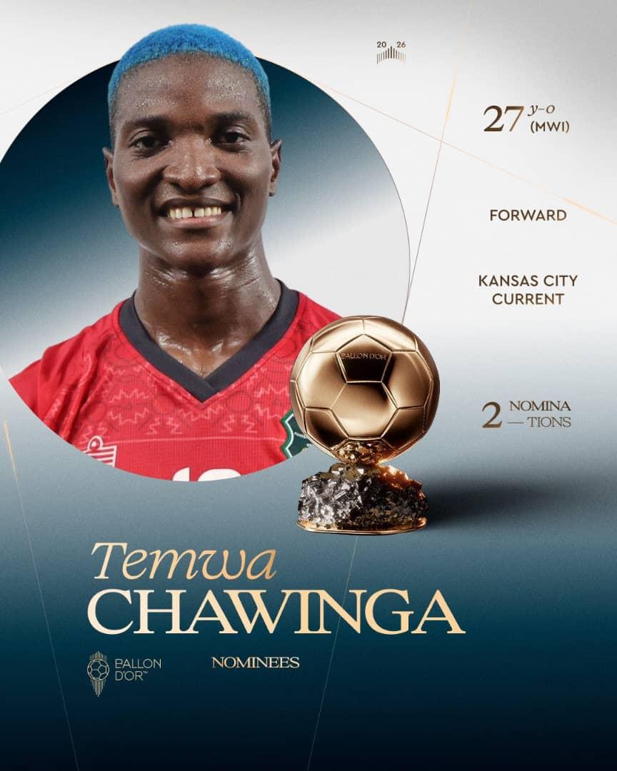 Chawinga finishes 10th in 2026 Women’s Ballon d’Or